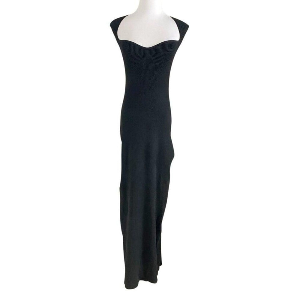 NWT PRINCESS POLLY EARTH CLUB LARISSA BLACK RIBBED KNIT MAXI DRESS - 12 - Picture 2 of 10